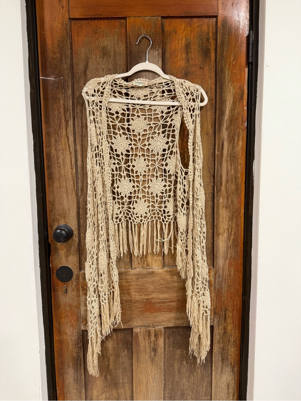 Boho Crochet Fringe Camisole Vest - Cream